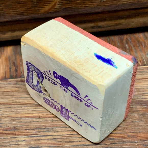 1980s Vintage FROM THE SHOP OF Tool Themed Wooden Block Rubber Ink Stamp - Picture 7 of 12